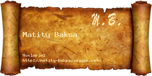 Matity Baksa névjegykártya
